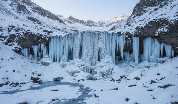 ab sefid waterfall aligudarz winter