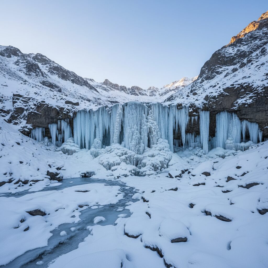 آبشار آب سفید الیگودرز زمستان | راهنمای بازدید عروس یخی 1 ab sefid waterfall aligudarz winter