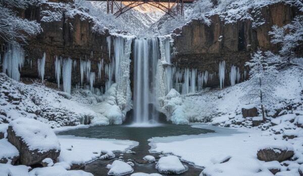 bisheh waterfall in winter