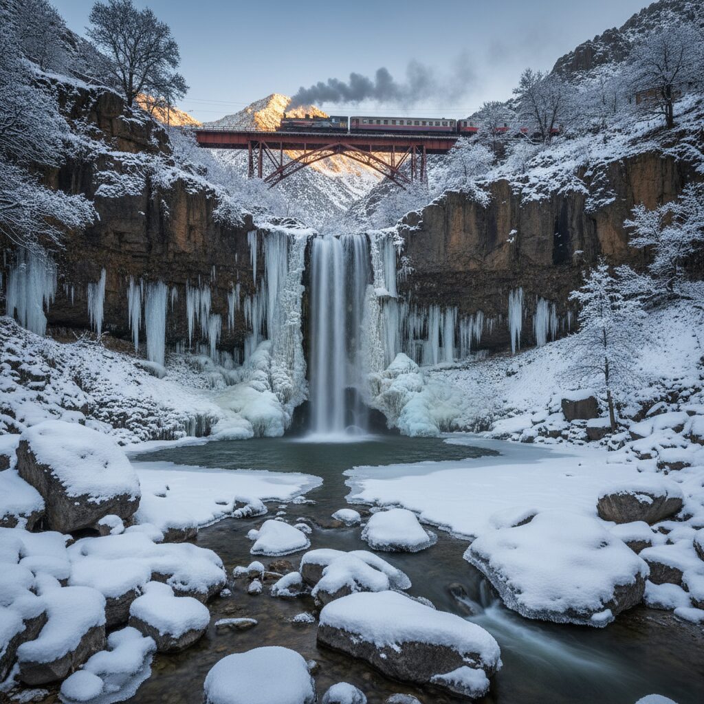 bisheh waterfall in winter