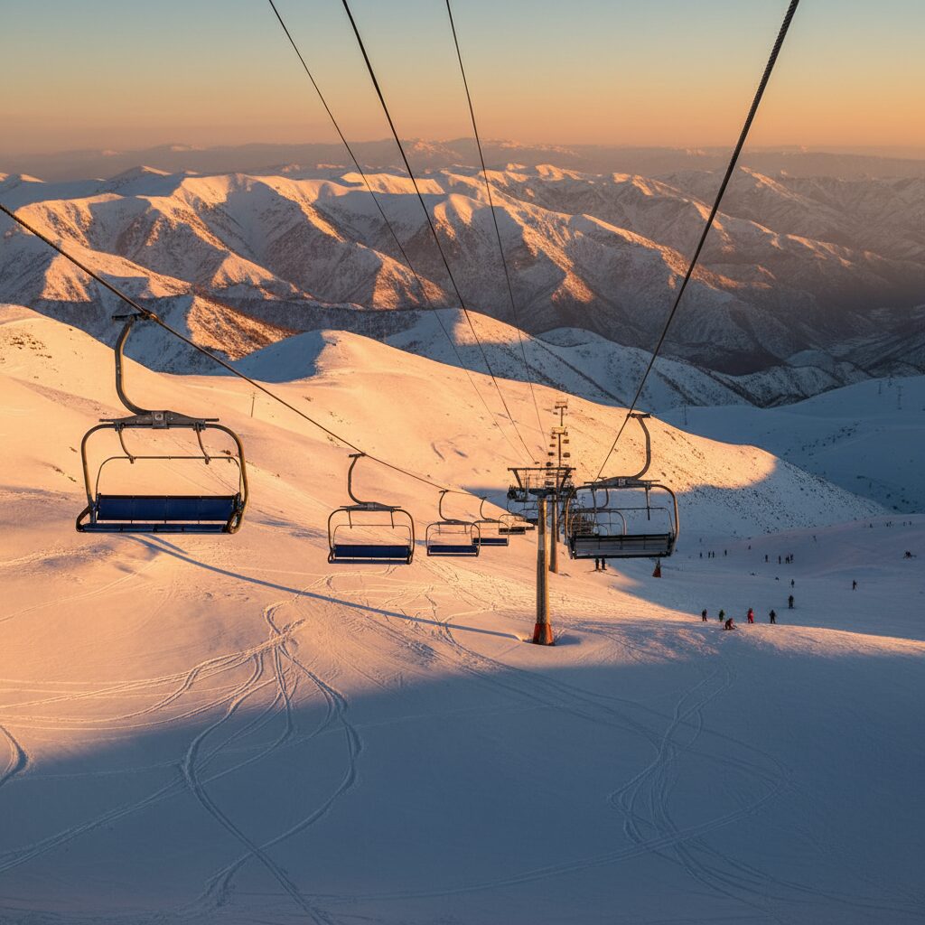 shirbad ski resort lift golden hour 1